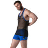 LEADER Débardeur en mesh TANK TOP Noir-Bleu